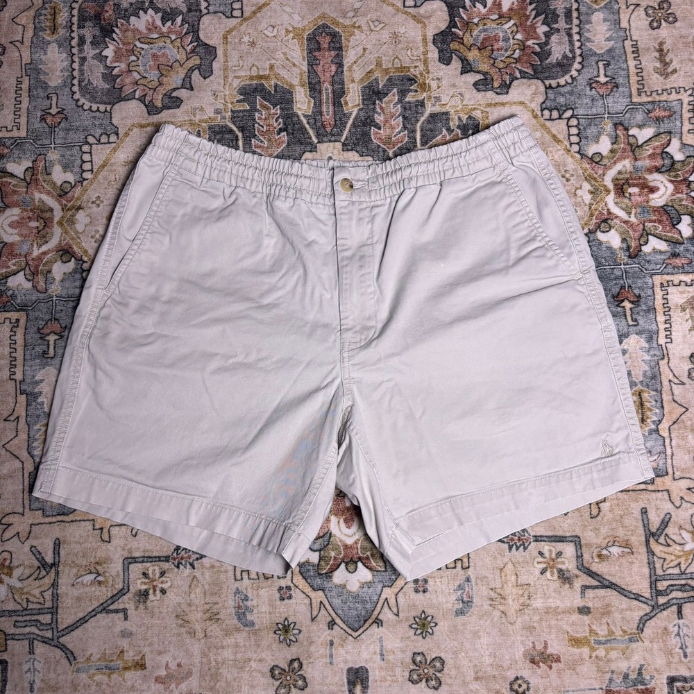 Polo Ralph Lauren Mens Stretch Classic Fit Shorts Tan Khaki Elastic Waist L 33